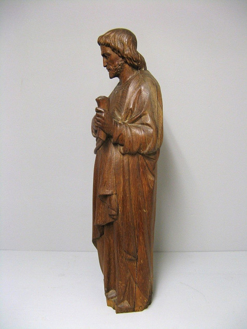 Saint En Bois Sculpté Fin XVIIIe .