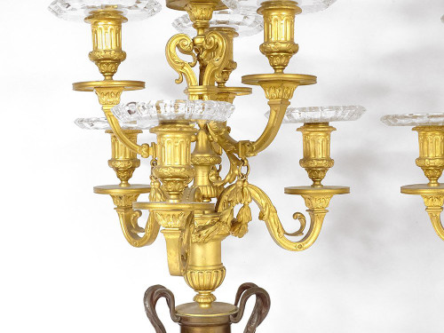 Pair Large Candelabra 7 Lights Bronze Barbedienne Napoleon III 19th