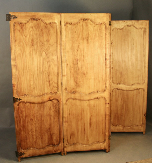 Double-sided Louis XV Style Cherry Wood 4-Leaf Screen