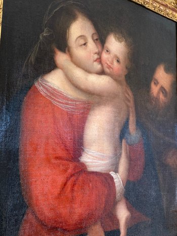 Olio su tela - Scuola Francese XVIII secolo - Sacra famiglia