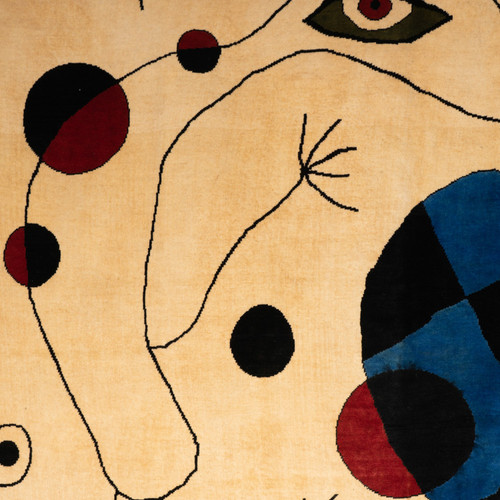 Tapis, ou tapisserie, inspiré par Joan Miro. Travail contemporain