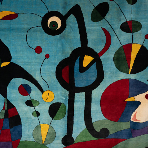 According to Joan Miro. Carpet, or tapestry, in wool. Contemporary work