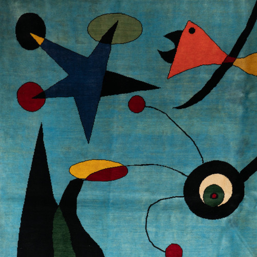 According to Joan Miro. Carpet, or tapestry, in wool. Contemporary work