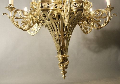 Flamboyant Gothic Chandelier In Bronze XVIIth