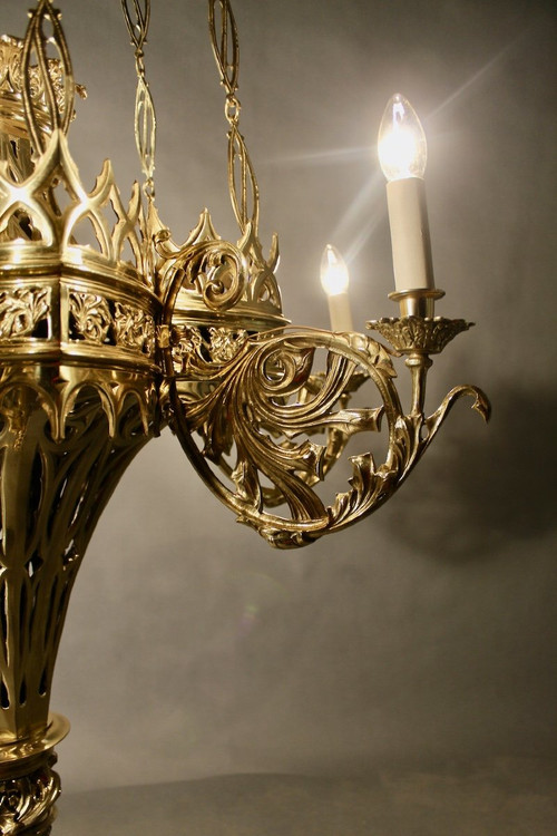 Flamboyant Gothic Chandelier In Bronze XVIIth