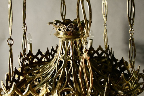 Flamboyant Gothic Chandelier In Bronze XVIIth