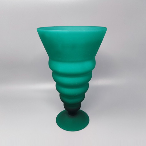 1960 Amazing Green Murano Glass Vase By Michielotto