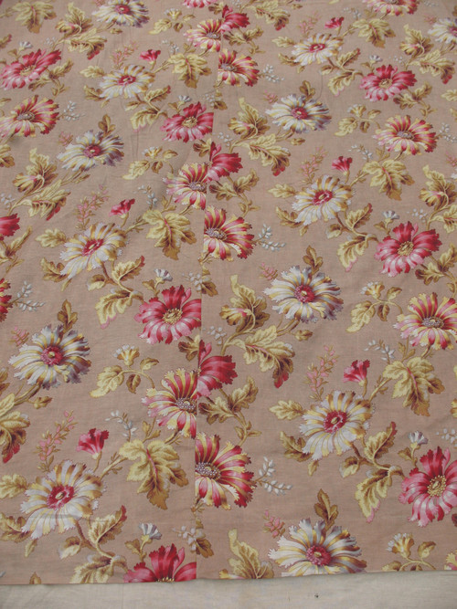 Large linen hanging with floral decoration of peonies d: 3.35 x 5.46 m 19th Napoleon III period