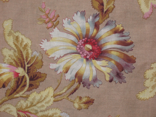 Large linen hanging with floral decoration of peonies d: 3.35 x 5.46 m 19th Napoleon III period