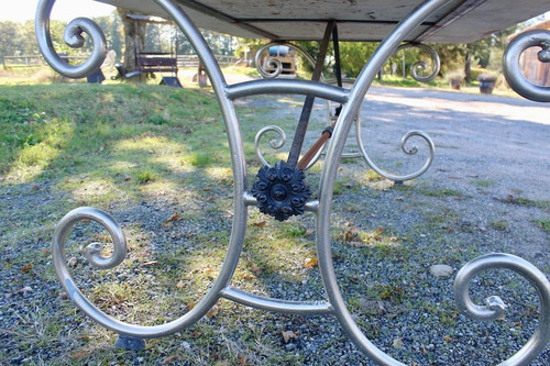 Carrara Marble Table Top Wrought Iron Legs