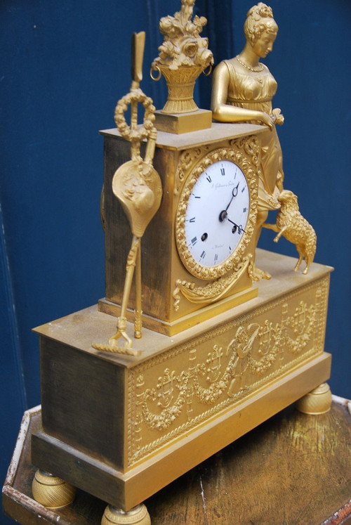 Gilded Bronze Empire Period Garden Allegory Clock 19th century