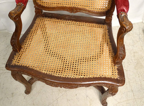 Regency Carved Beech Cane Armchair Foliage Shells 18th Century