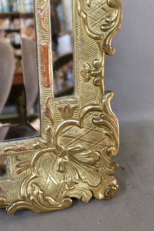 Gilded Wood Reservoir Mirror, Louis XIV Style - Early 19th Century