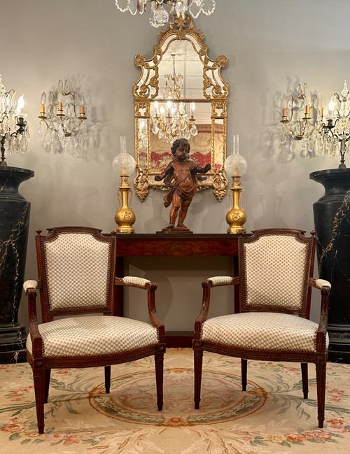 Pair Of Louis XVI Cabriolet Armchairs Circa 1780