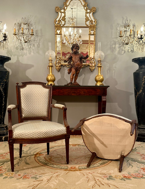 Pair Of Louis XVI Cabriolet Armchairs Circa 1780