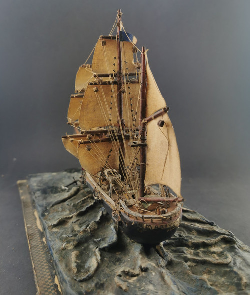 Diorama representing a 20th century boat