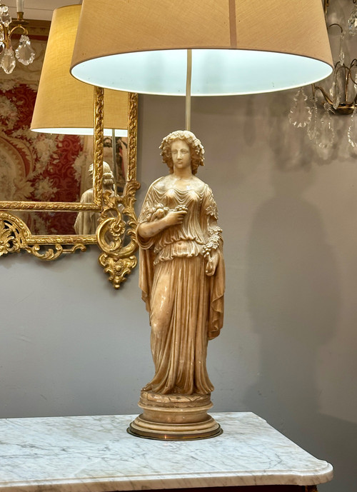 Exceptional Pair Of 19th Century Alabaster Sculptures (112cm)