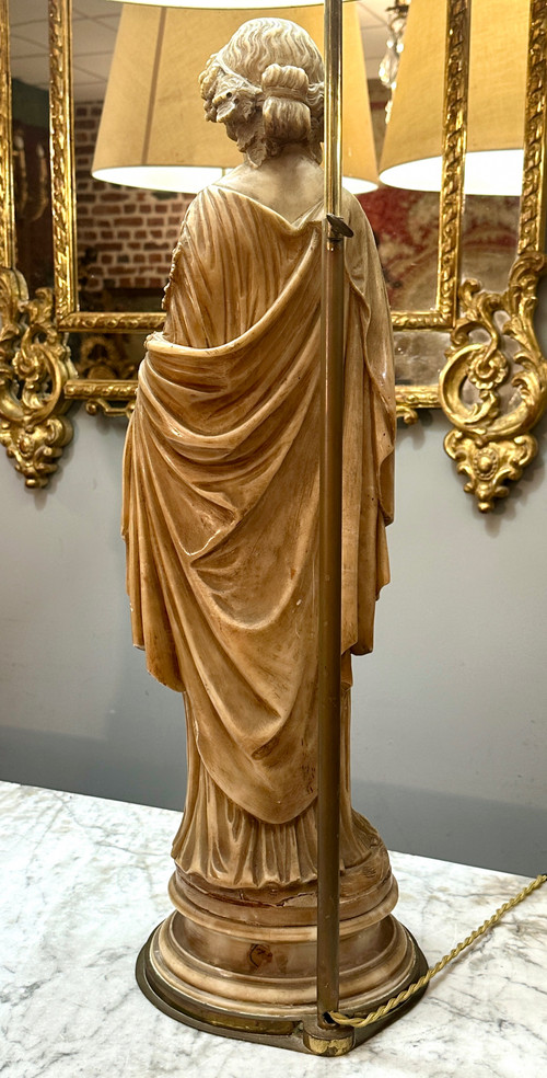 Exceptional Pair Of 19th Century Alabaster Sculptures (112cm)