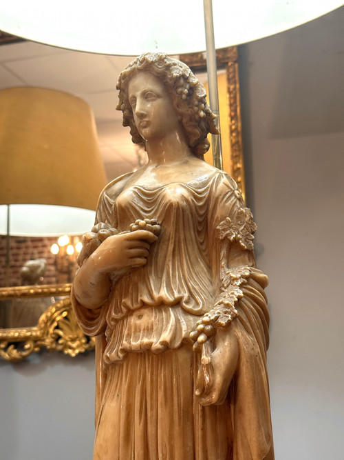 Exceptional Pair Of 19th Century Alabaster Sculptures (112cm)