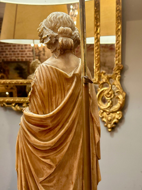 Exceptional Pair Of 19th Century Alabaster Sculptures (112cm)