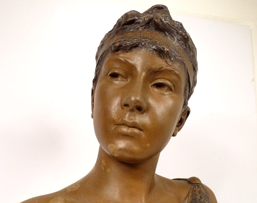 Scultura Busto Donna Galatea Emmanuel Villanis Blot Art Nouveau XIX secolo