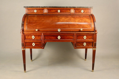 Large Stamped Mahogany Cylinder Desk Small