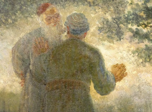 HST Tableau Personnages Scène Biblique Suzanne Vieillards Jeune Femme 20th C