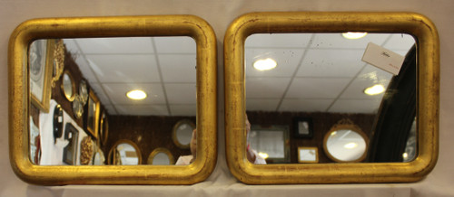 Pair Of Mirrors, Large Demi-jonc, Gold Leaf 31 X 39 Cm