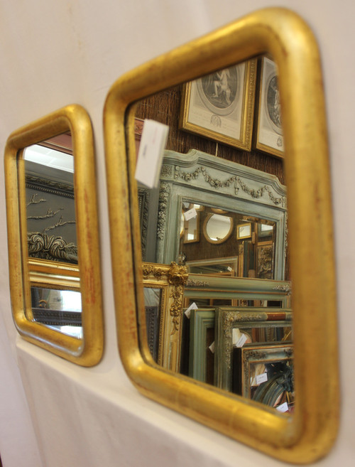 Pair Of Mirrors, Large Demi-jonc, Gold Leaf 31 X 39 Cm