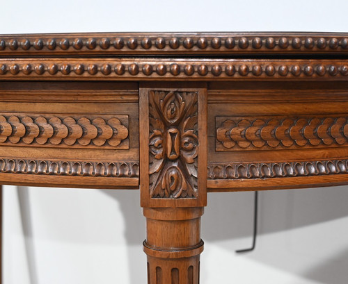 Walnut half-moon table, Louis XVI style - Late 19th century