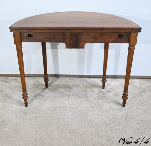 Walnut half-moon table, Louis XVI style - Late 19th century