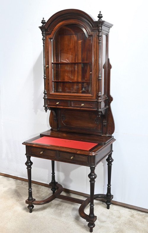 Small Rosewood Vitrine Desk, Napoleon III period - Mid-19th century