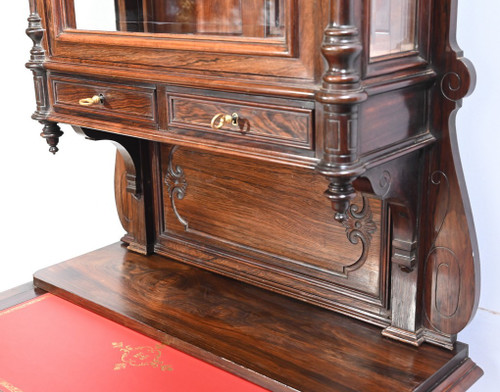 Small Rosewood Vitrine Desk, Napoleon III period - Mid-19th century