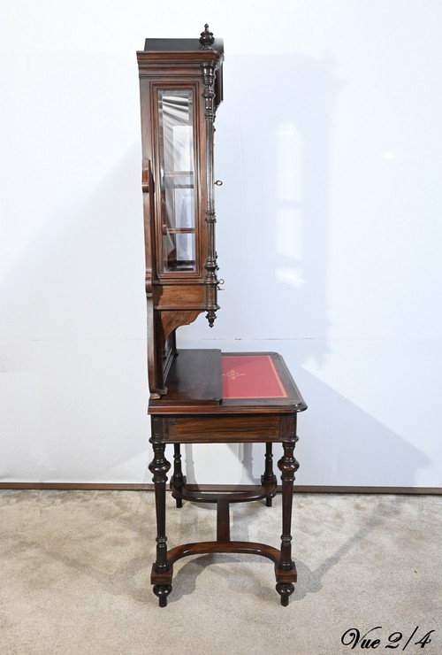 Small Rosewood Vitrine Desk, Napoleon III period - Mid-19th century