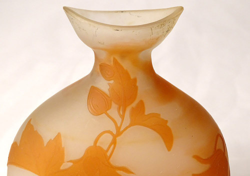 Vaso Gourd Pâte de Verre Emile Gallé Fiori Bindweed Art Nouveau XIX secolo