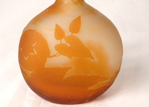 Vaso Gourd Pâte de Verre Emile Gallé Fiori Bindweed Art Nouveau XIX secolo