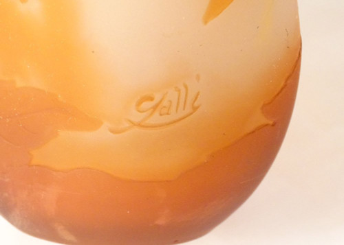 Vaso Gourd Pâte de Verre Emile Gallé Fiori Bindweed Art Nouveau XIX secolo