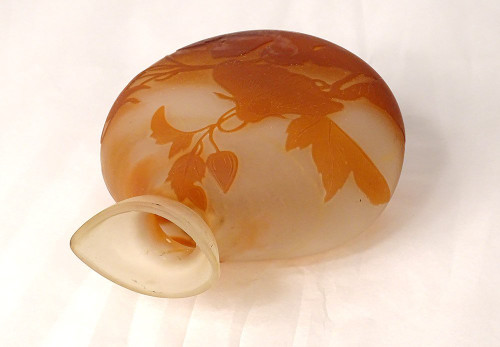 Vaso Gourd Pâte de Verre Emile Gallé Fiori Bindweed Art Nouveau XIX secolo