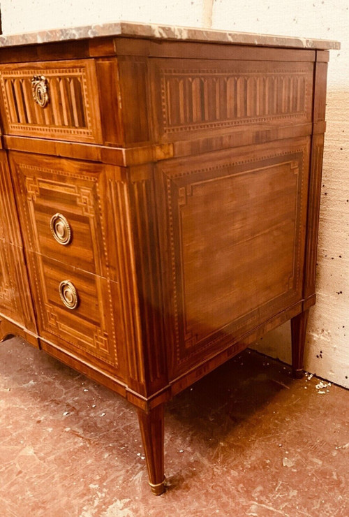 Louis XVI inlaid wood chest of drawers XIX century