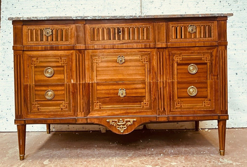 Louis XVI inlaid wood chest of drawers XIX century