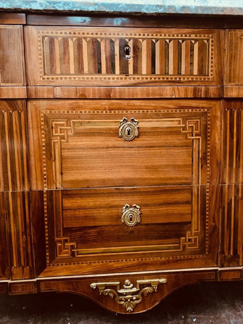 Louis XVI inlaid wood chest of drawers XIX century