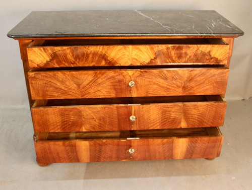 Restoration Burr Walnut Marble-topped Chest of Drawers