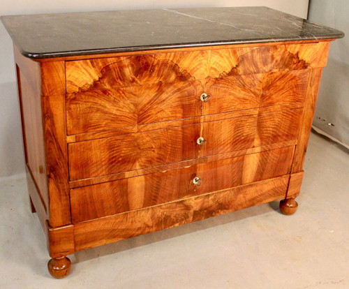 Restoration Burr Walnut Marble-topped Chest of Drawers