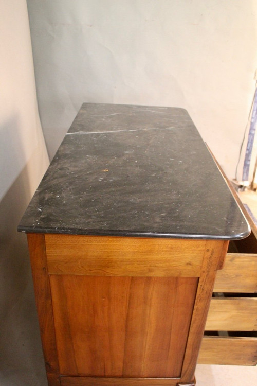 Restoration Burr Walnut Marble-topped Chest of Drawers