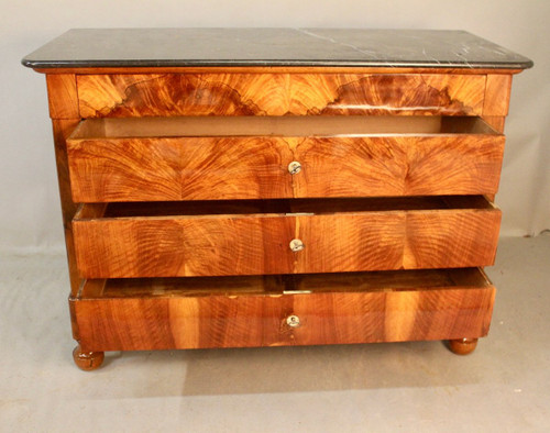 Restoration Burr Walnut Marble-topped Chest of Drawers