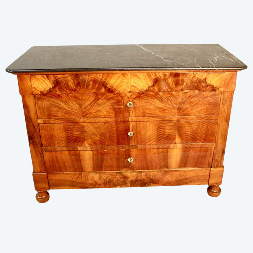 Restoration Burr Walnut Marble-topped Chest of Drawers