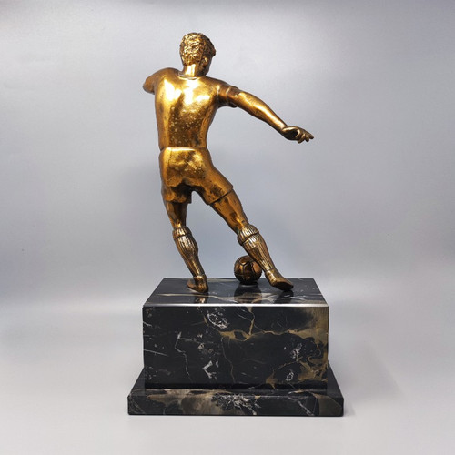 1930 Magnifico Art Deco Football - Scultura in bronzo di giocatore di calcio. Realizzata in Italia