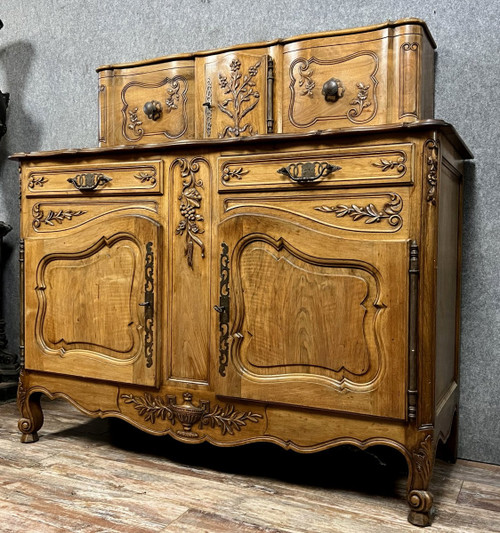 Louis XV style Provençal sideboard with sliding doors in fruitwood from the 20th century