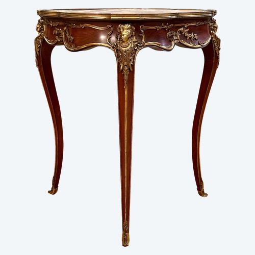 Dlg Francois Linke, Table De Salon Gueridon Acajou Et Bronze De Style Louis XV