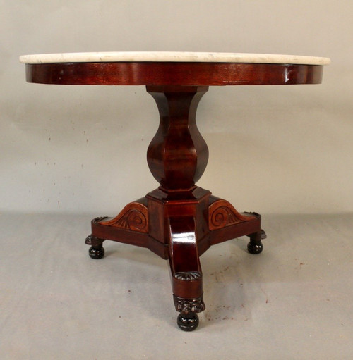 Restoration Period Pedestal Table In Mahogany Tripod Leg